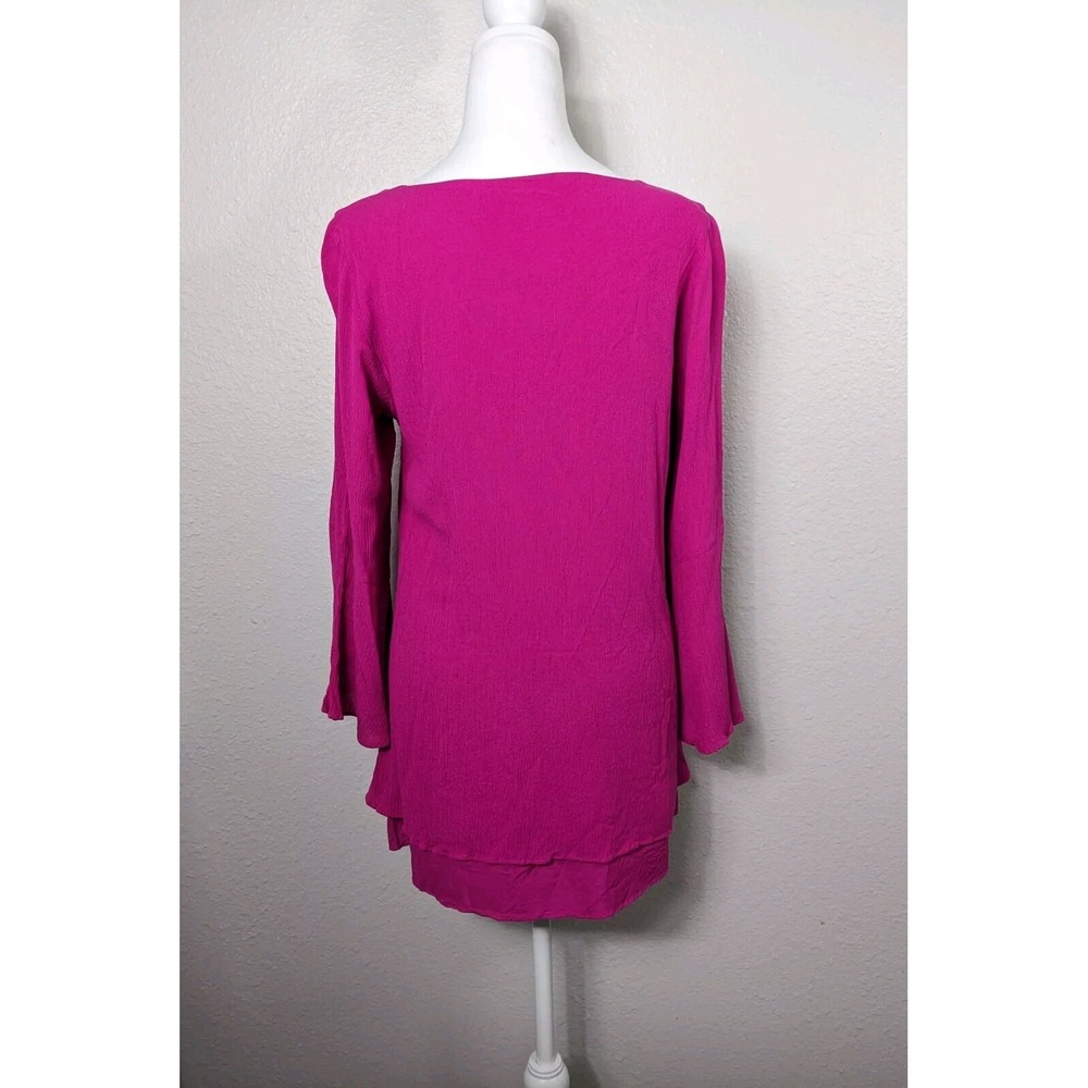 Soft Surroundings S Tunic Top Hot Pink Gabby Gauze Long Sleeve Layered Flowy #10 - Picture 4 of 8